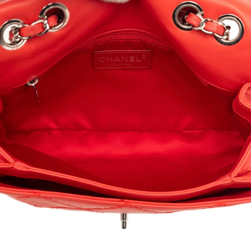 Chanel CC Quilted Lambskin Ultimate Stitch Flap Red Leather Good - Model View