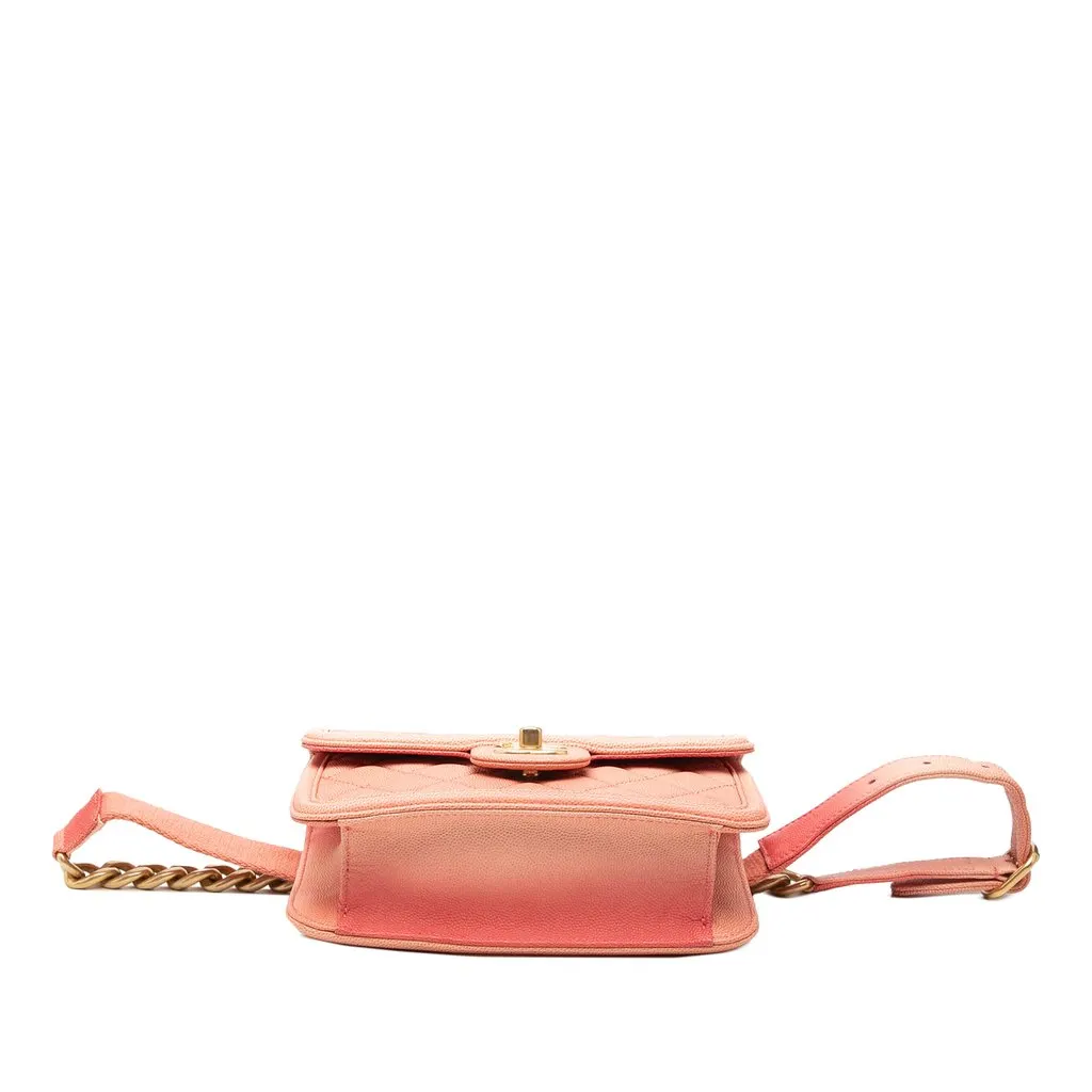 Chanel Quilted Caviar Sunset On The Sea Flap Belt Bag Pink Leather Very good - Inside View