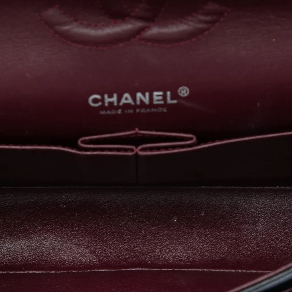 Chanel Medium Classic Lambskin Double Flap Black Leather Good - Model View