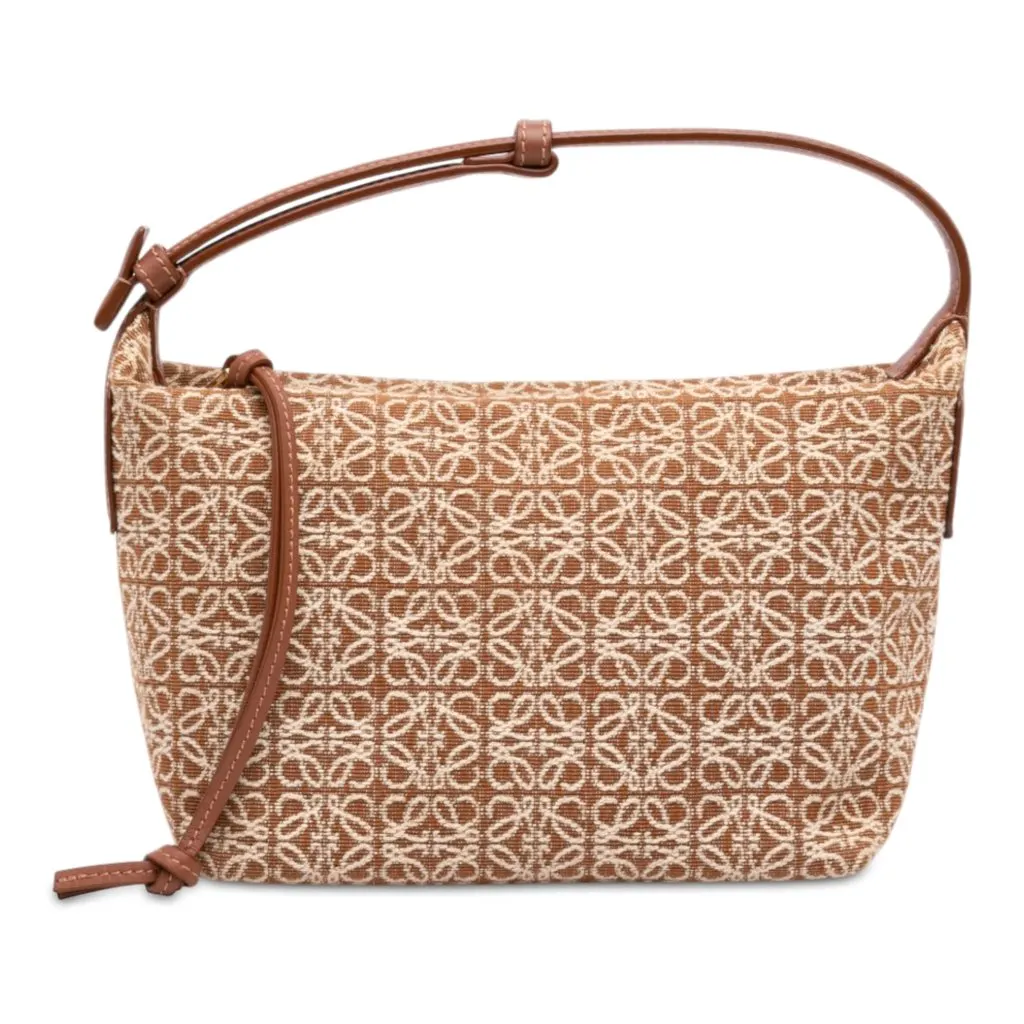 LOEWE Small Anagram Canvas Cubi Bag Brown Very good - Front View