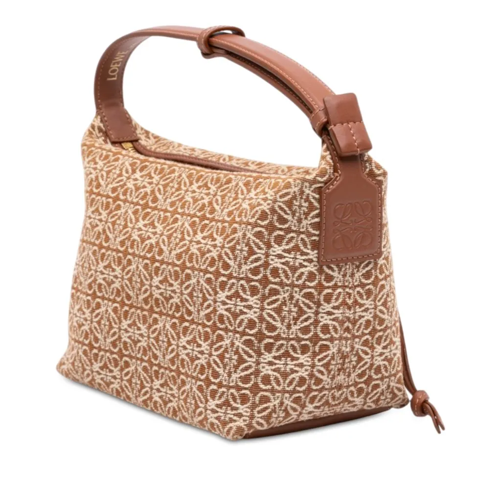 LOEWE Small Anagram Canvas Cubi Bag Brown Very good - Back View
