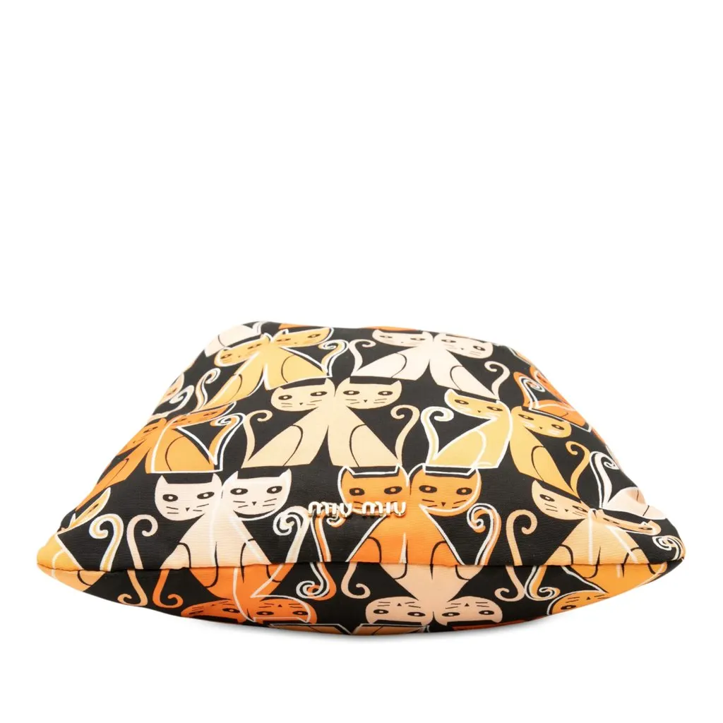 Miu Miu Nylon Cat Print Drawstring Pouch Black Polyamide Very good - Inside View