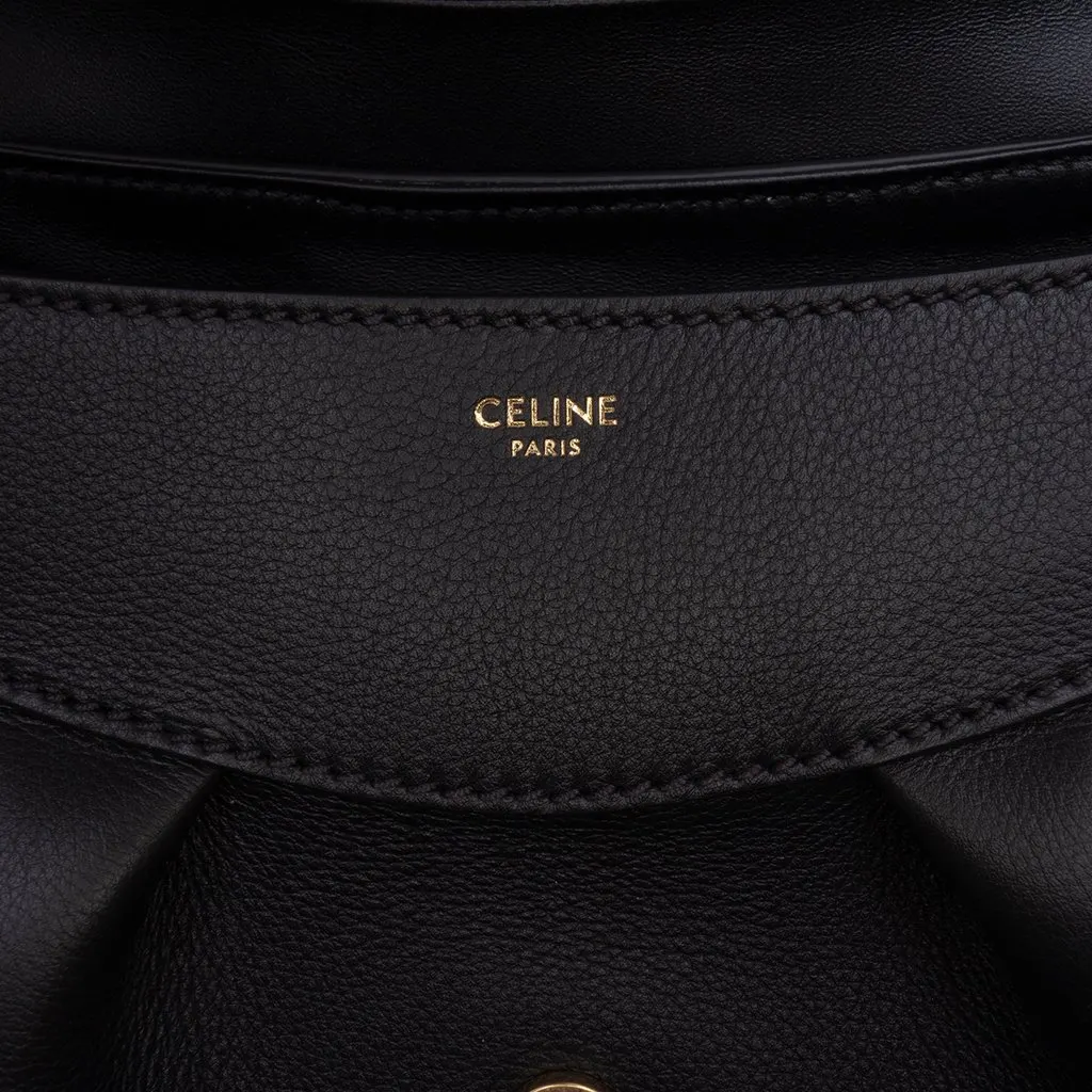 Celine Medium Calfskin Triomphe Polly Shoulder Bag Black Leather Very good - Box View