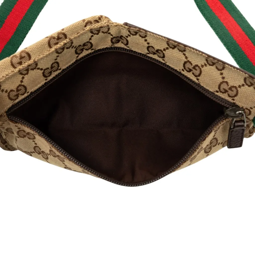 Gucci GG Canvas Web Double Pocket Belt Bag Beige Canvas Very good - Model View