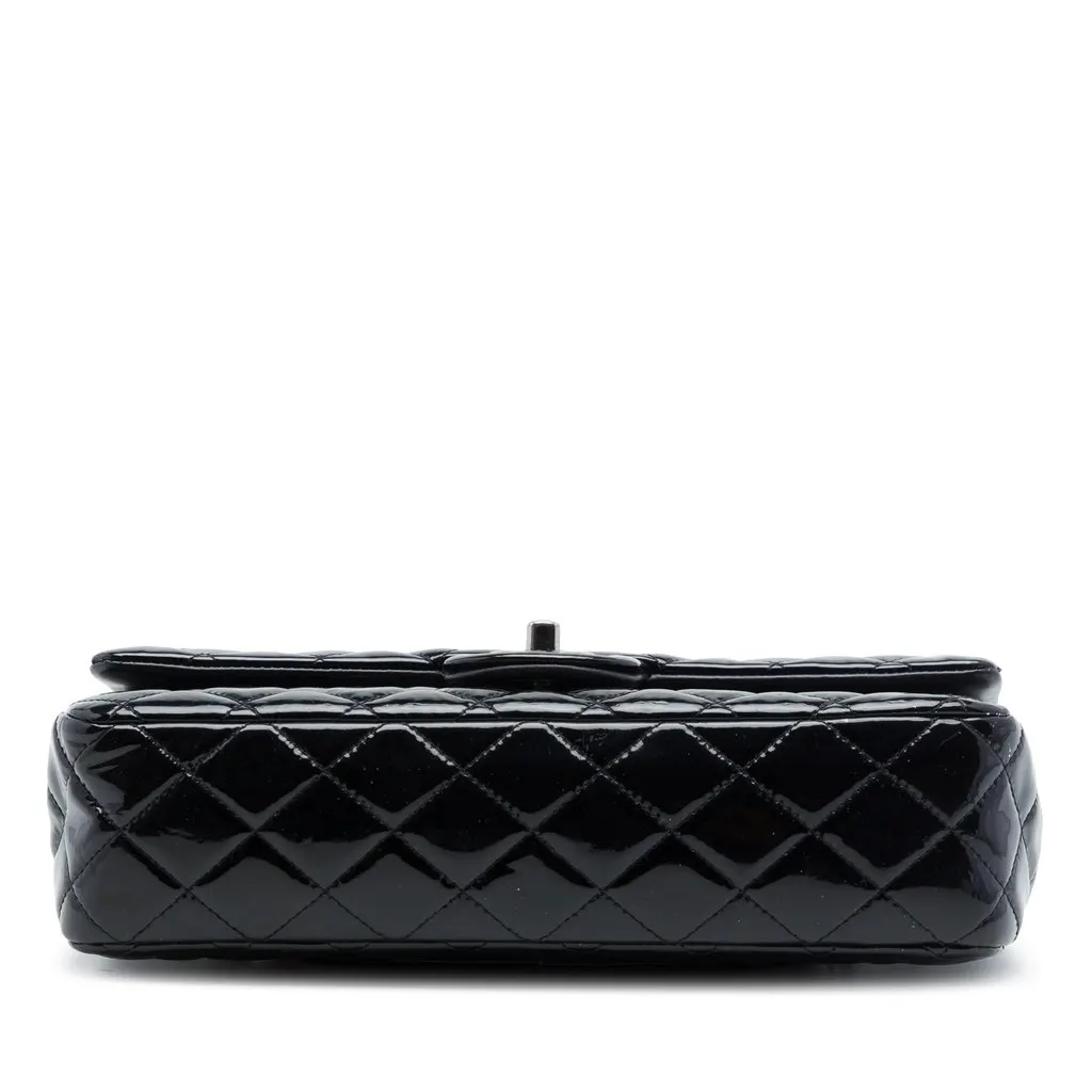 Chanel Medium Classic Patent Double Flap Black Leather Very good - Inside View