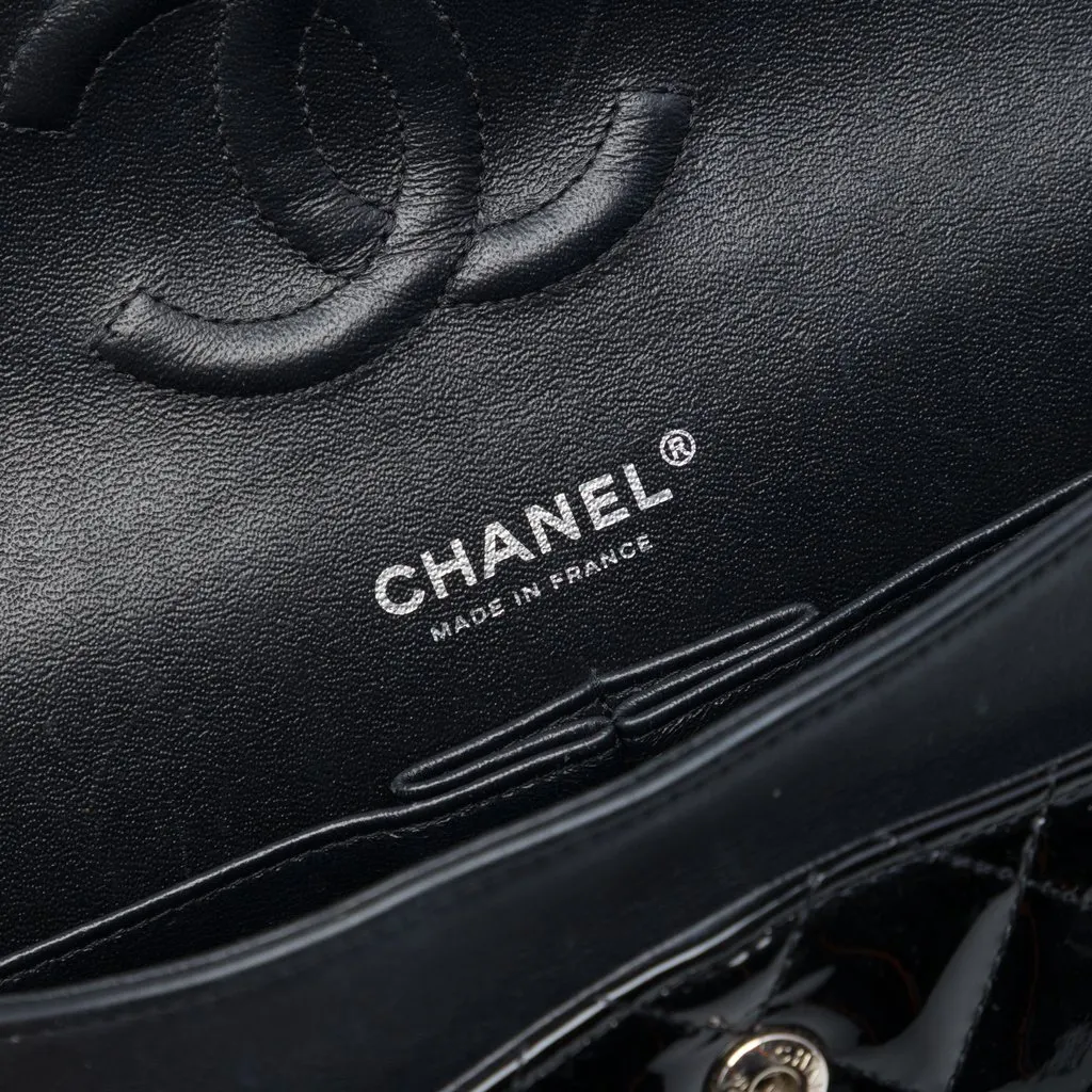 Chanel Medium Classic Patent Double Flap Black Leather Very good - Box View