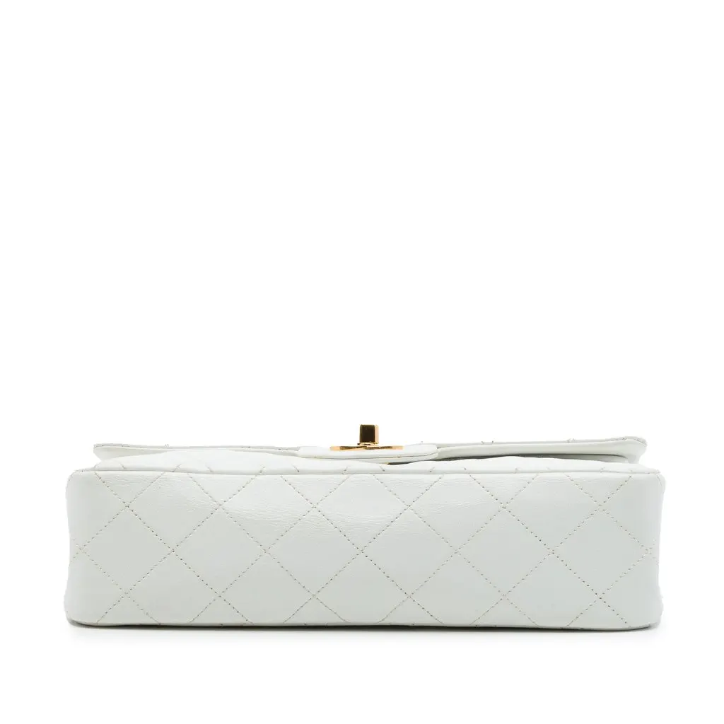Chanel Small Classic Lambskin Double Flap White Leather Very good - Inside View