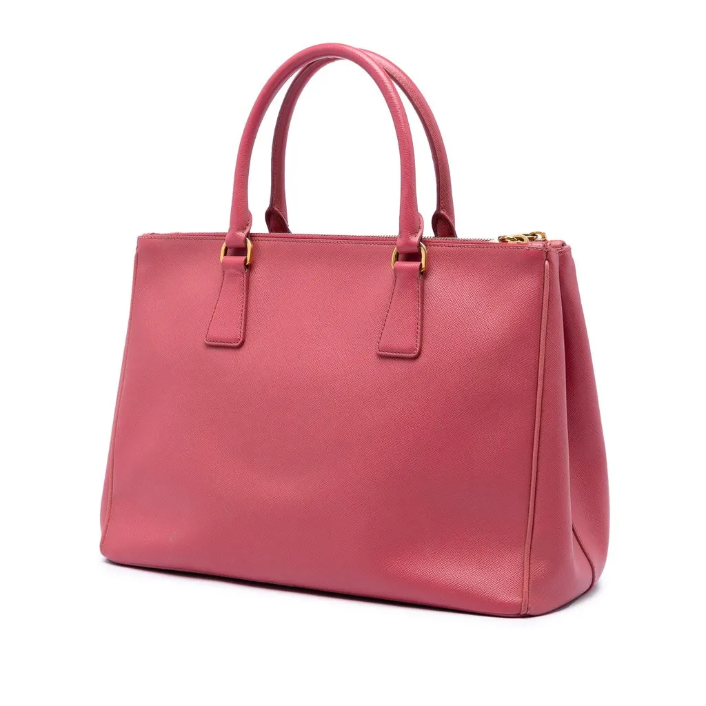 Prada Large Saffiano Lux Galleria Double Zip Tote Pink Leather Very good - Back View