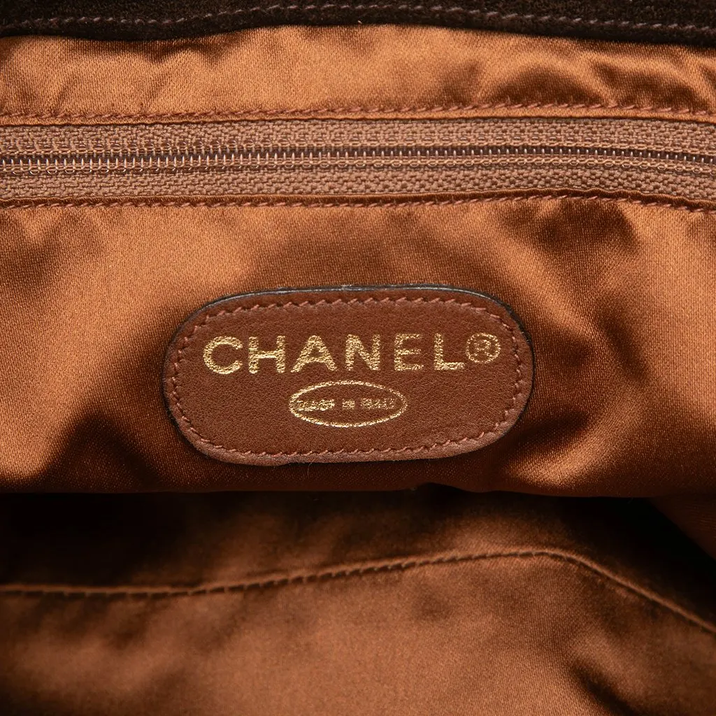 Chanel Triple CC Suede Tote Brown Leather Very good - Box View