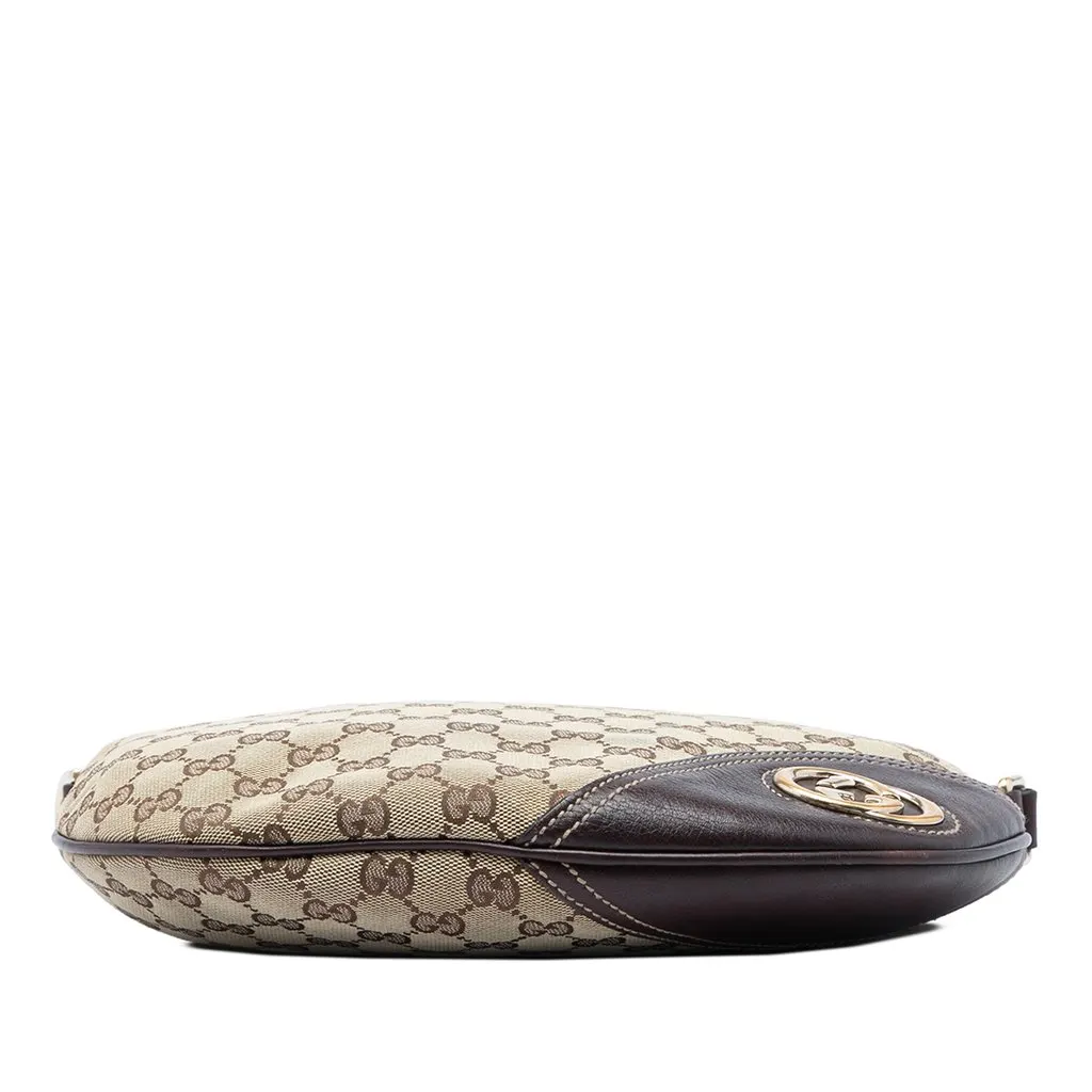 Gucci Medium GG Canvas New Britt Half Moon Crossbody Beige Canvas Good - Inside View