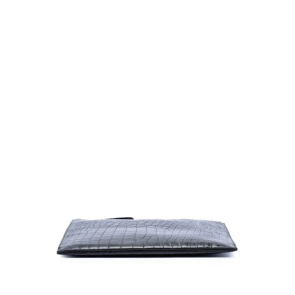 Saint Laurent Croc Embossed Leather Clutch Black Leather Very good - Inside View
