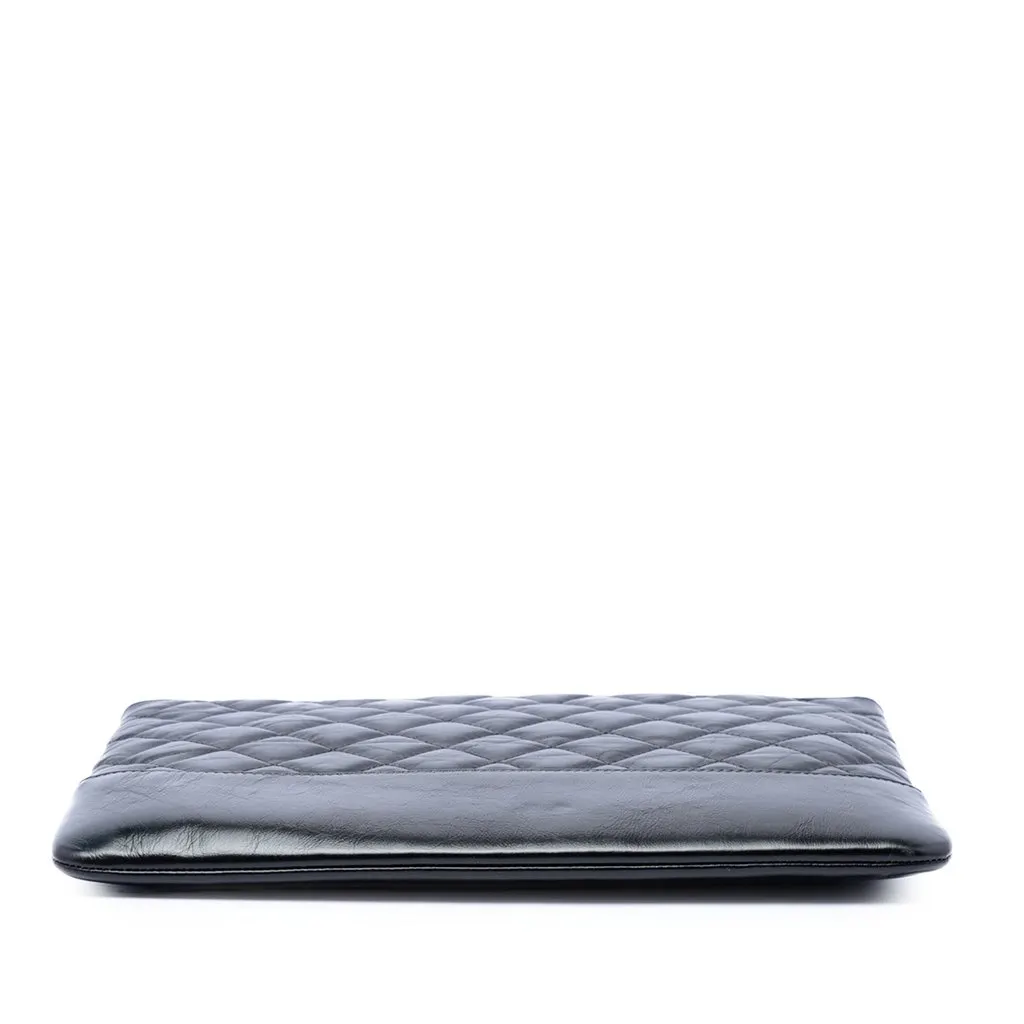 Chanel Medium Quilted Aged Calfskin Gabrielle O Case Clutch Black Leather Very good - Inside View