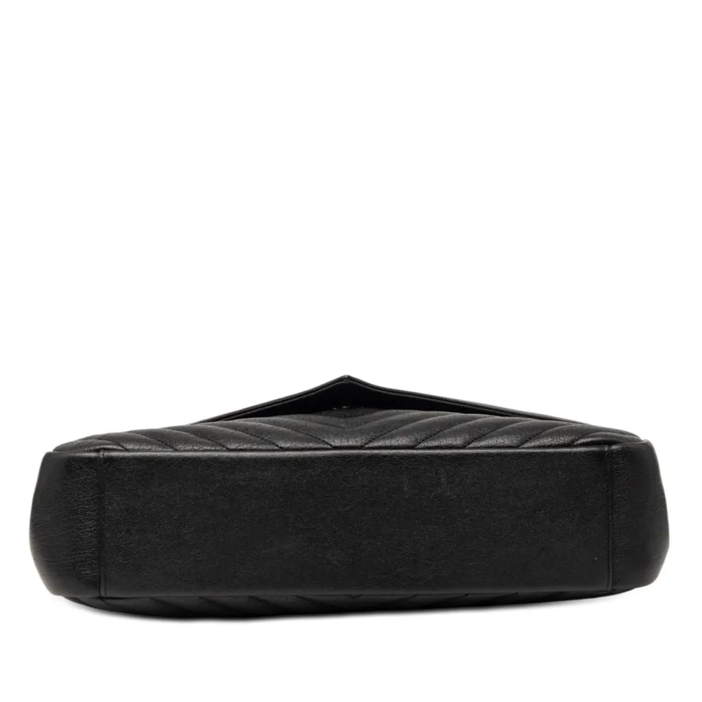 Saint Laurent Large Chevron Sheepskin Monogram College Bag Black Leather Very good - Inside View