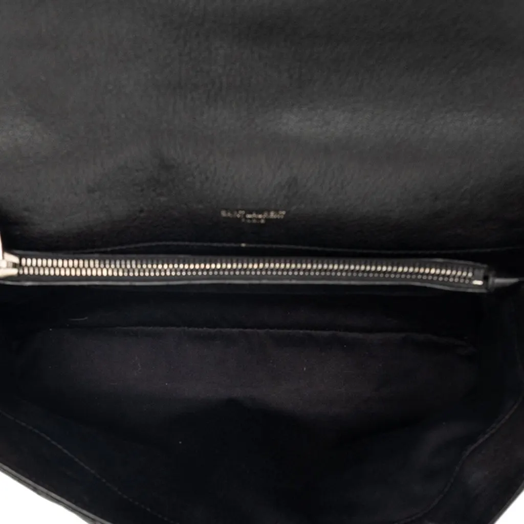 Saint Laurent Large Chevron Sheepskin Monogram College Bag Black Leather Very good - Model View