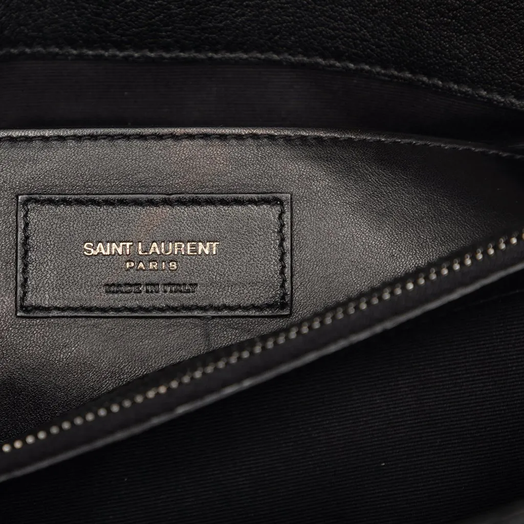 Saint Laurent Large Chevron Sheepskin Monogram College Bag Black Leather Very good - Box View