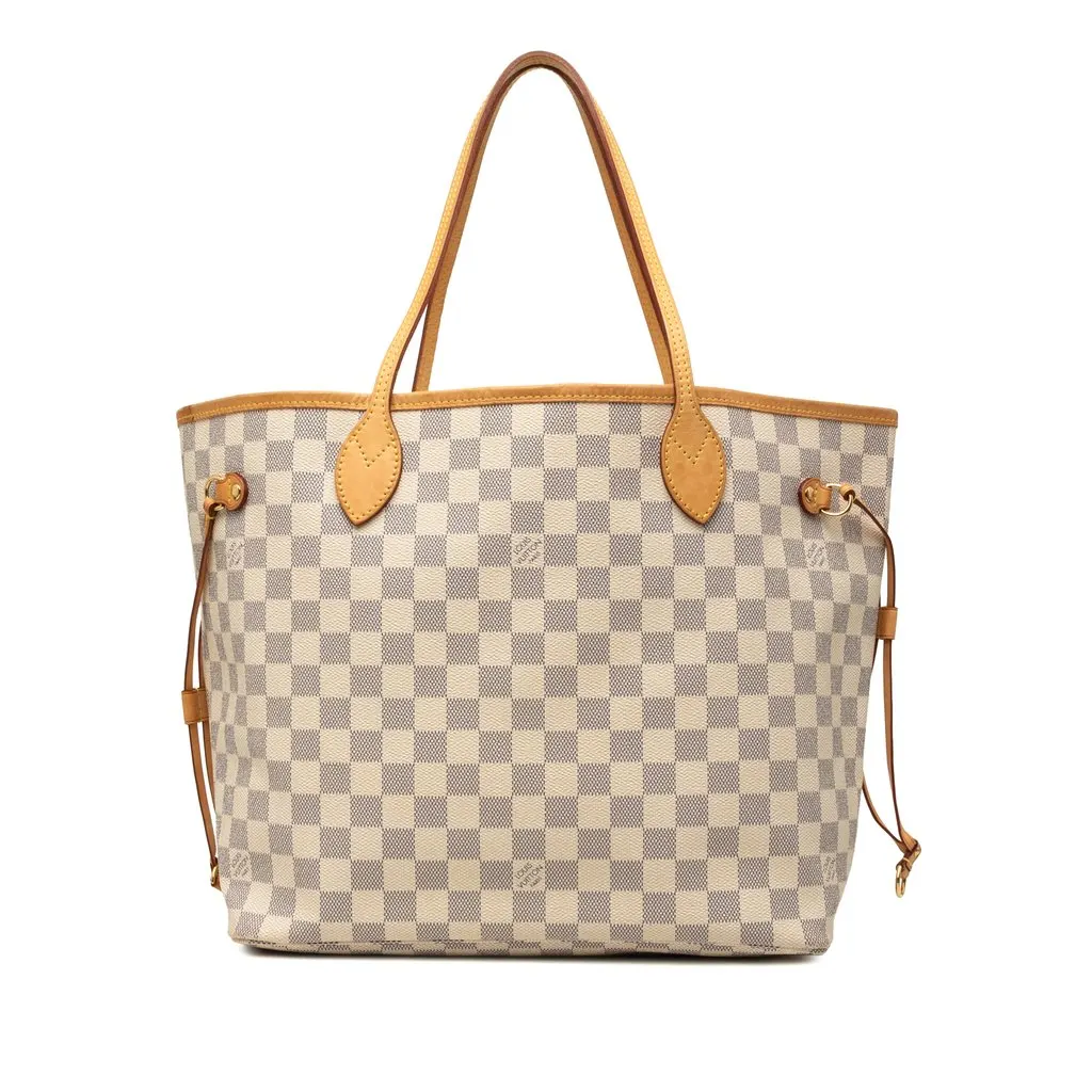 Louis Vuitton Damier Azur Neverfull MM White Very good - Front View