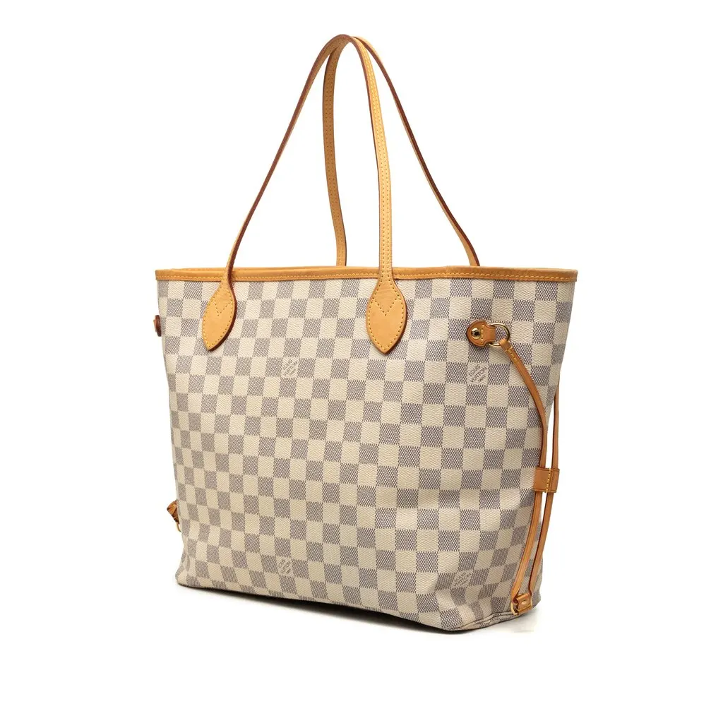 Louis Vuitton Damier Azur Neverfull MM White Very good - Back View