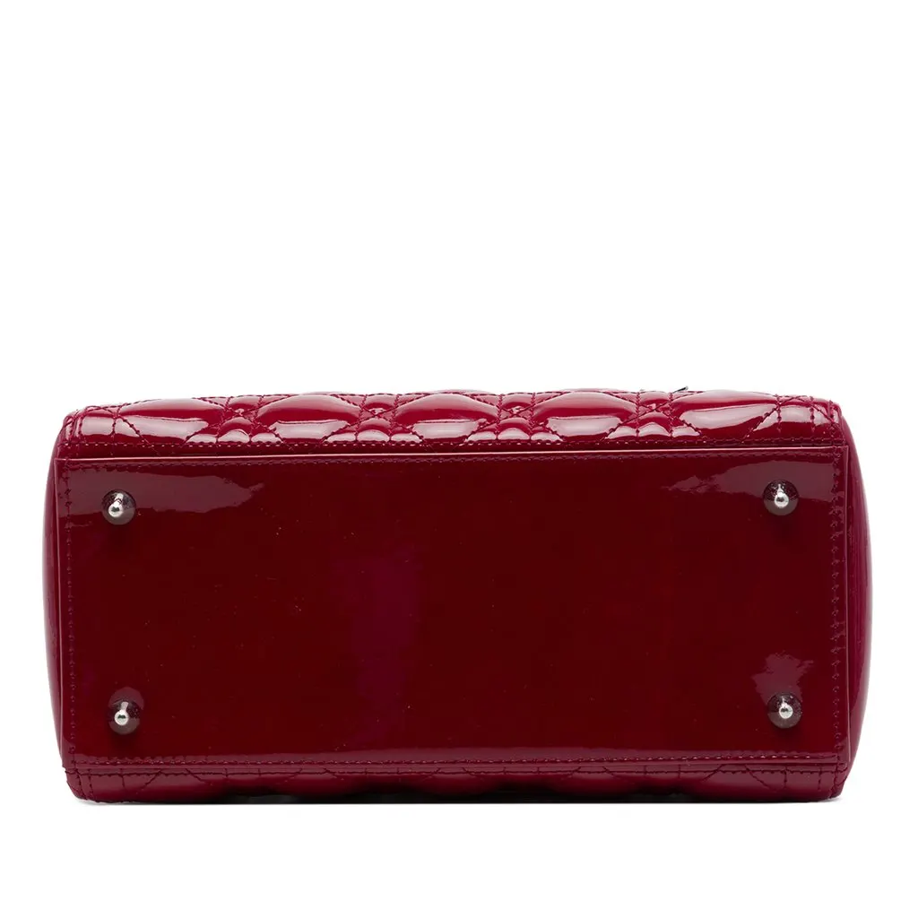 Dior Medium Patent Cannage Lady Dior Red Leather Good - Inside View