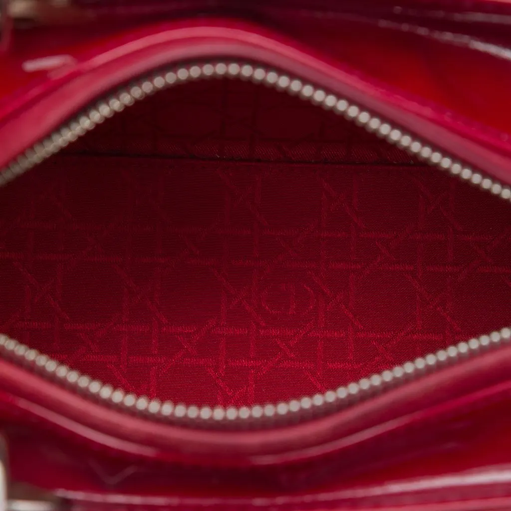 Dior Medium Patent Cannage Lady Dior Red Leather Good - Model View