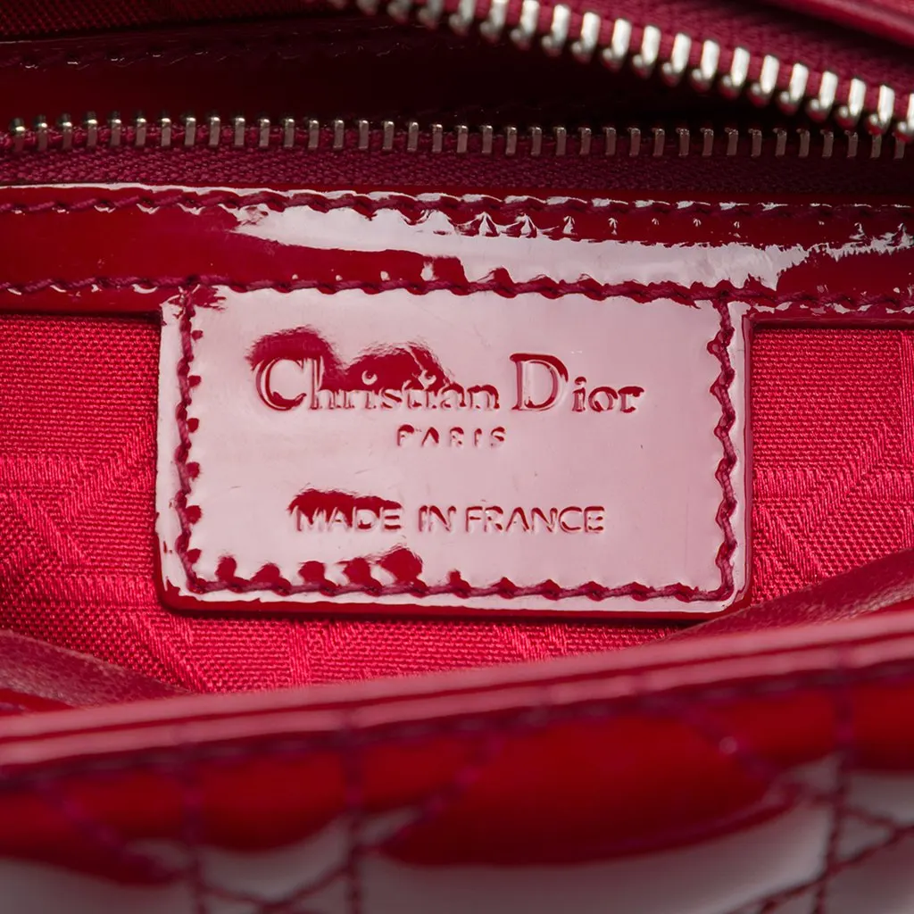 Dior Medium Patent Cannage Lady Dior Red Leather Good - Box View
