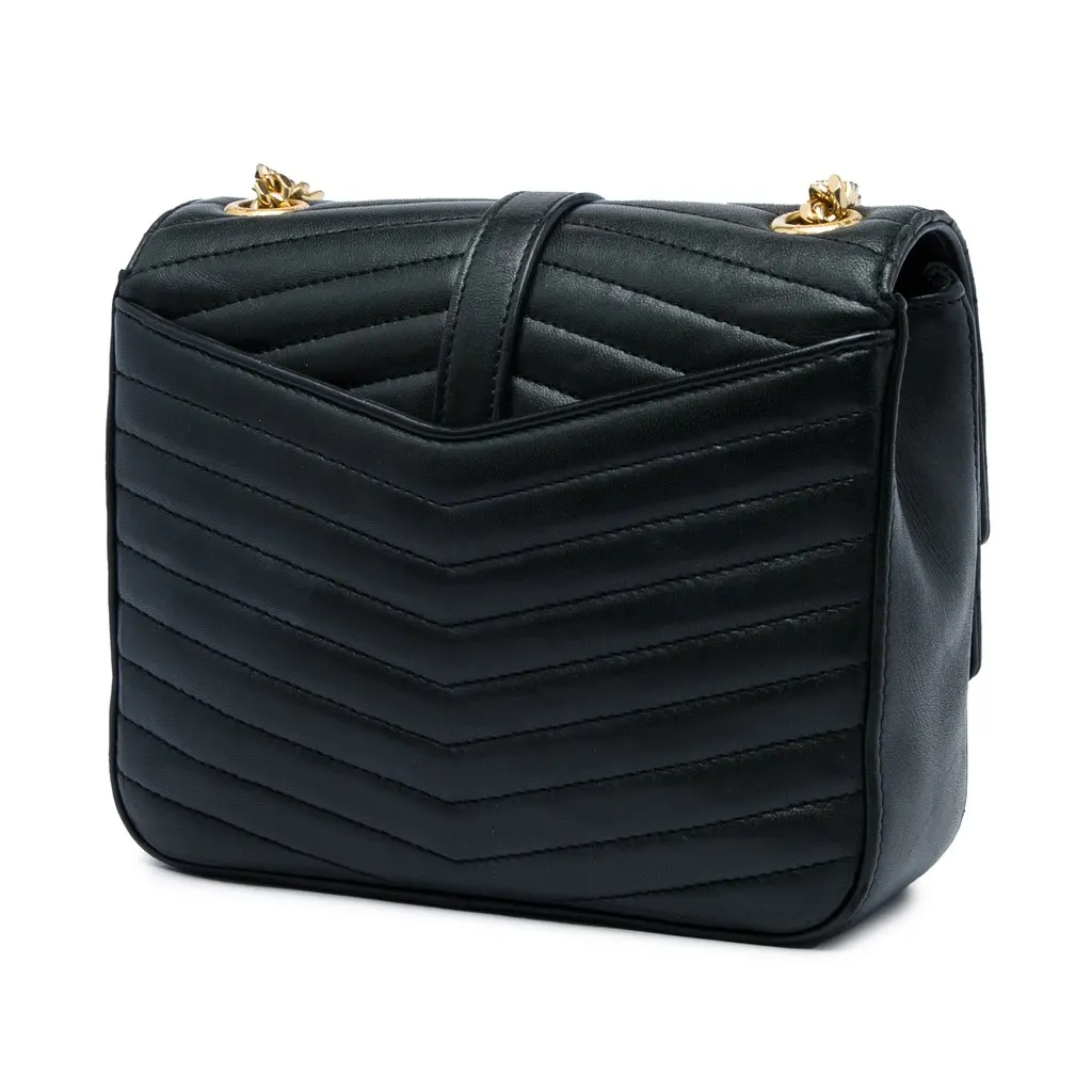 Saint Laurent Small Chevron Lambskin Monogram Sulpice Bag Green Leather Very good - Back View