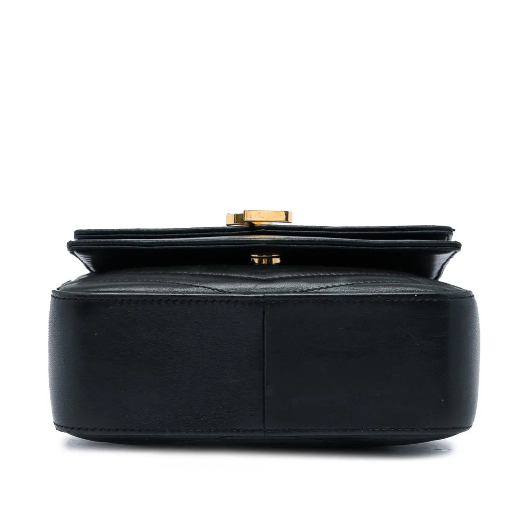 Saint Laurent Small Chevron Lambskin Monogram Sulpice Bag Green Leather Very good - Inside View