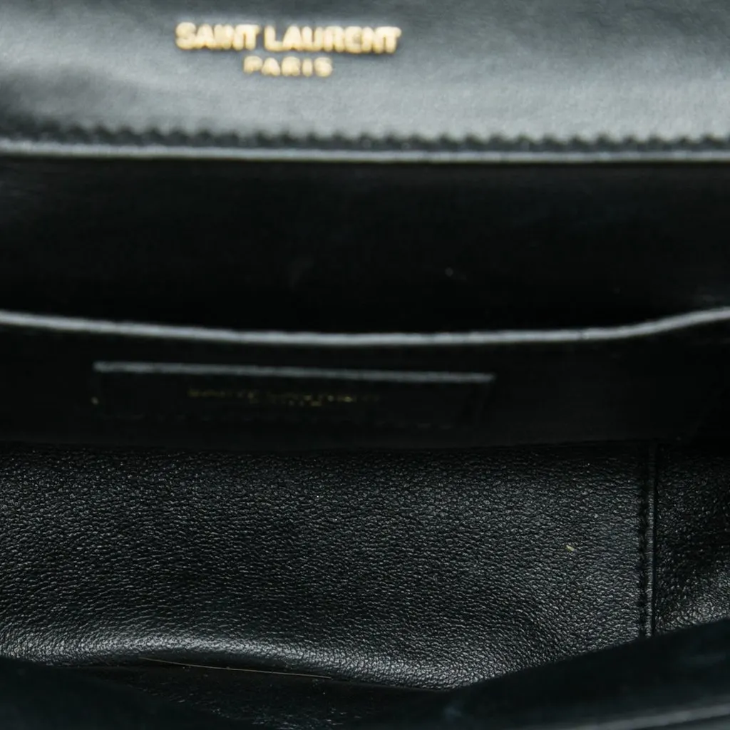 Saint Laurent Small Chevron Lambskin Monogram Sulpice Bag Green Leather Very good - Model View