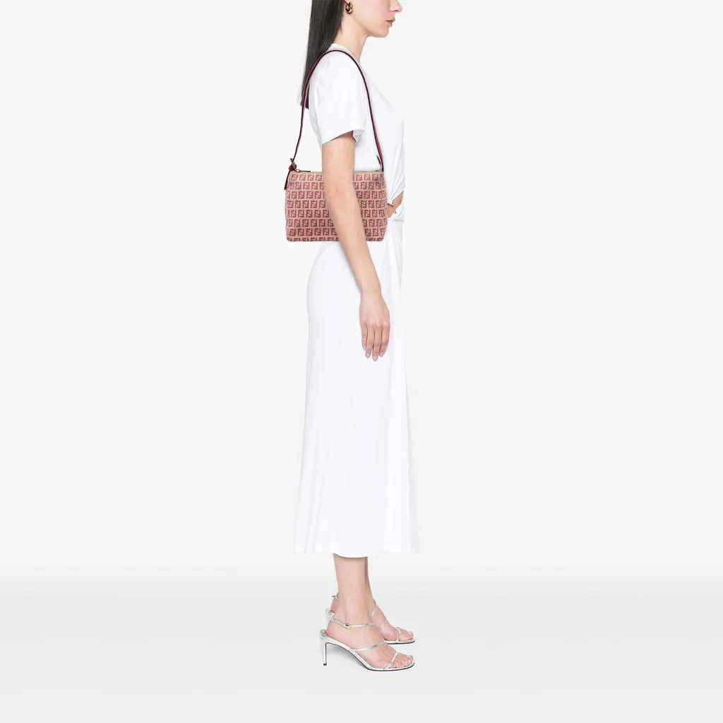 Fendi Zucchino Canvas Shoulder Bag Beige Canvas Good - Box View