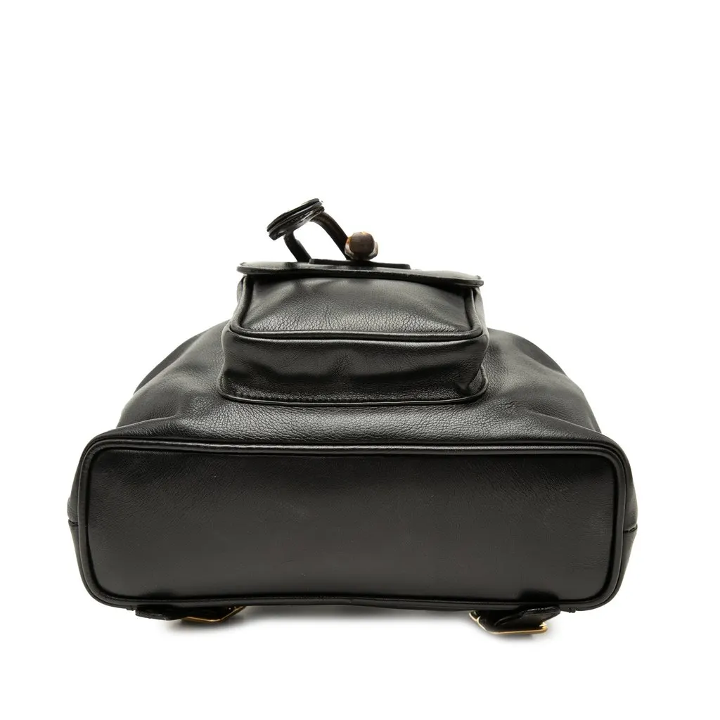 Gucci Calfskin Bamboo Drawstring Backpack Black Leather Very good - Inside View