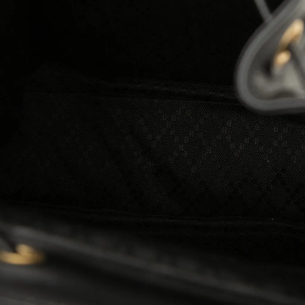 Gucci Calfskin Bamboo Drawstring Backpack Black Leather Very good - Model View