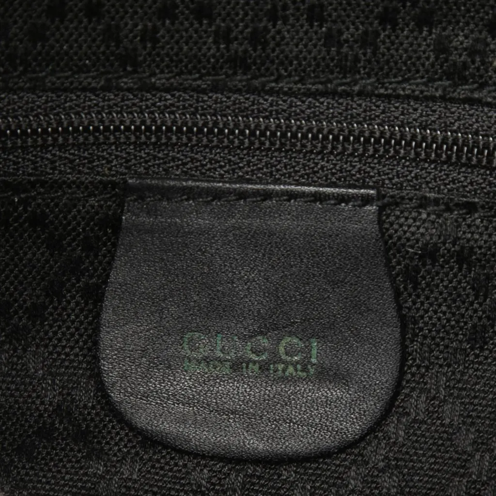 Gucci Calfskin Bamboo Drawstring Backpack Black Leather Very good - Box View