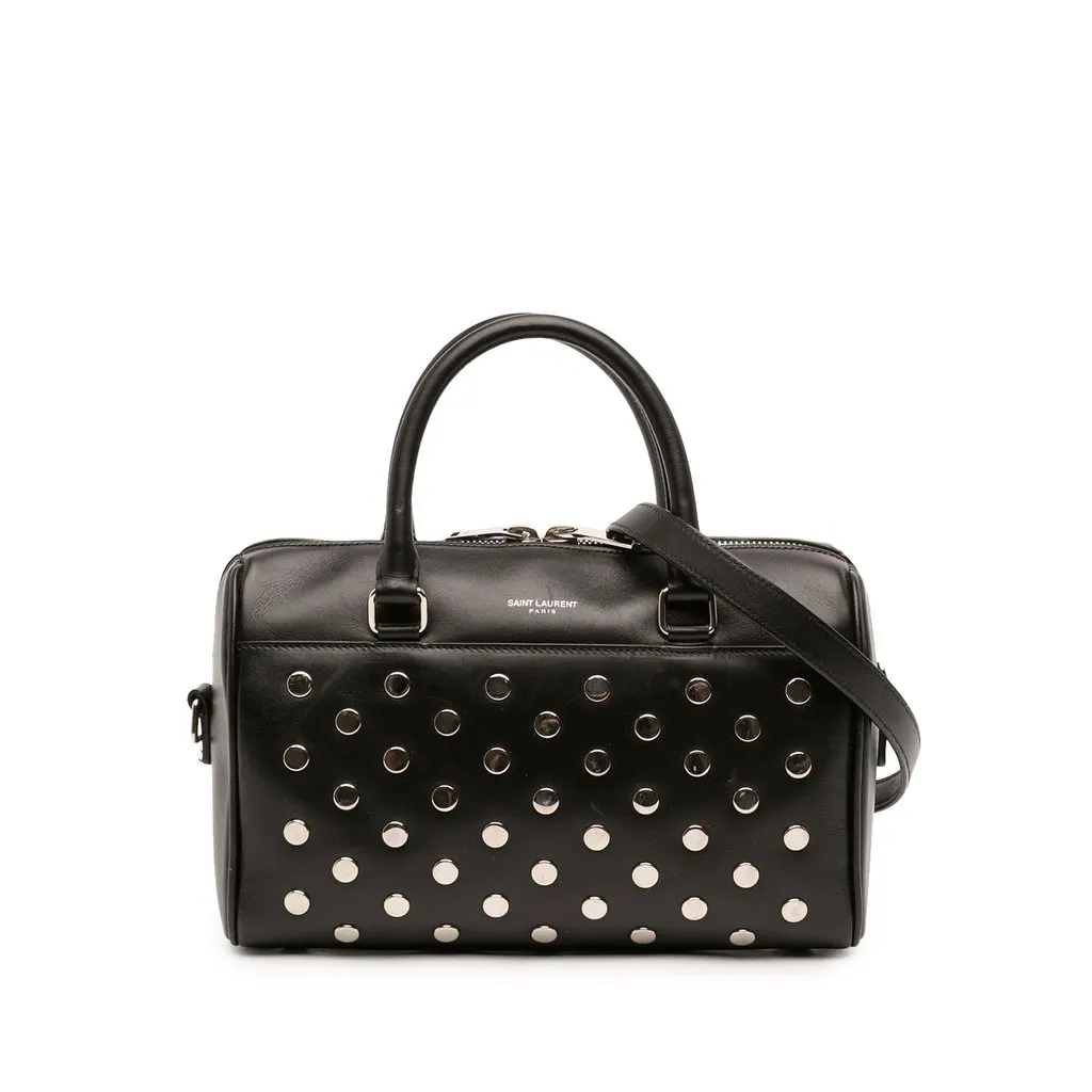 Saint Laurent Baby Studded Leather Classic Duffle Satchel Black Leather Very good - Front View