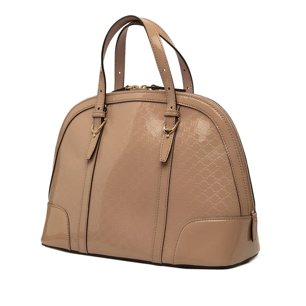Gucci Small Microguccissima Patent Nice Satchel Beige Leather Very good - Back View