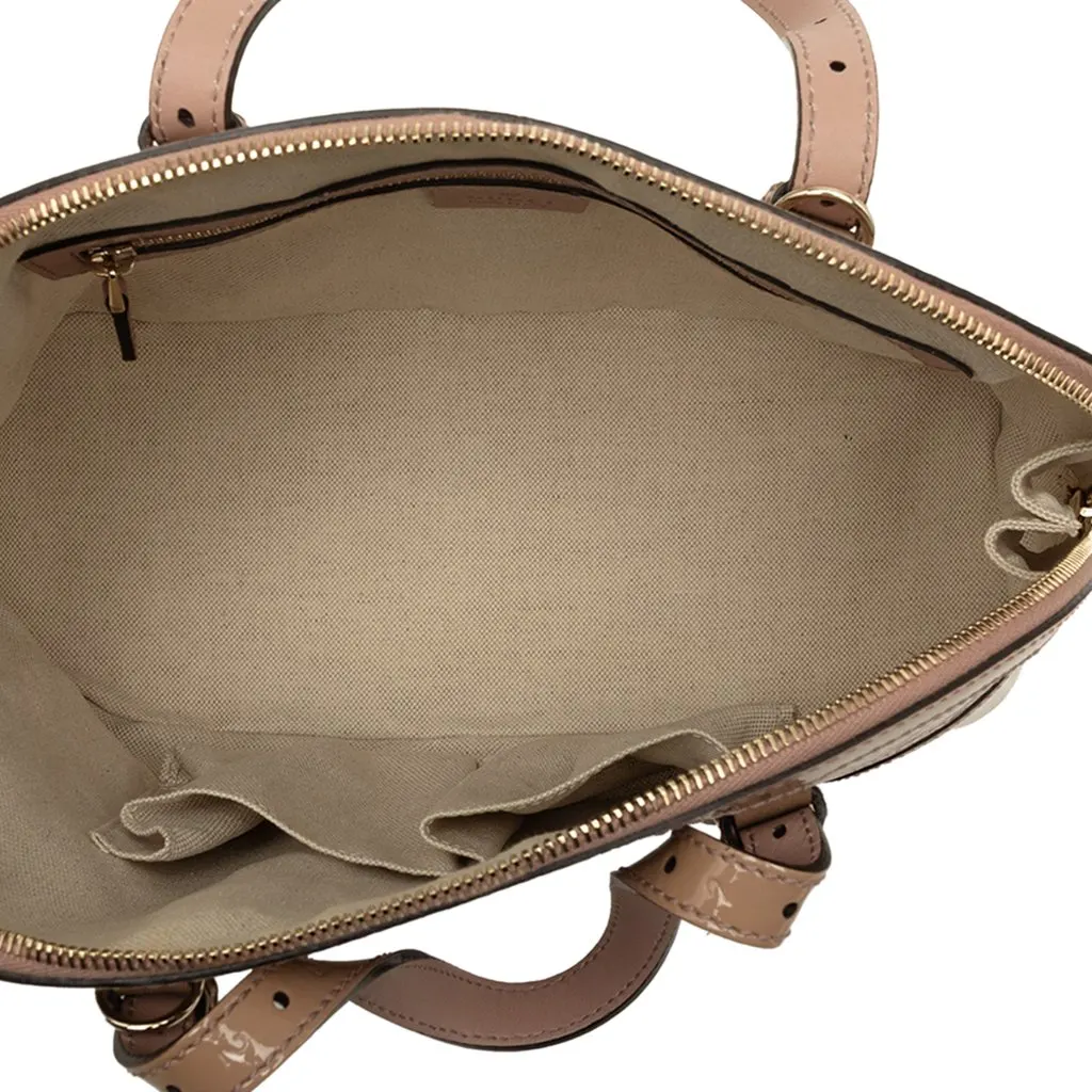 Gucci Small Microguccissima Patent Nice Satchel Beige Leather Very good - Model View