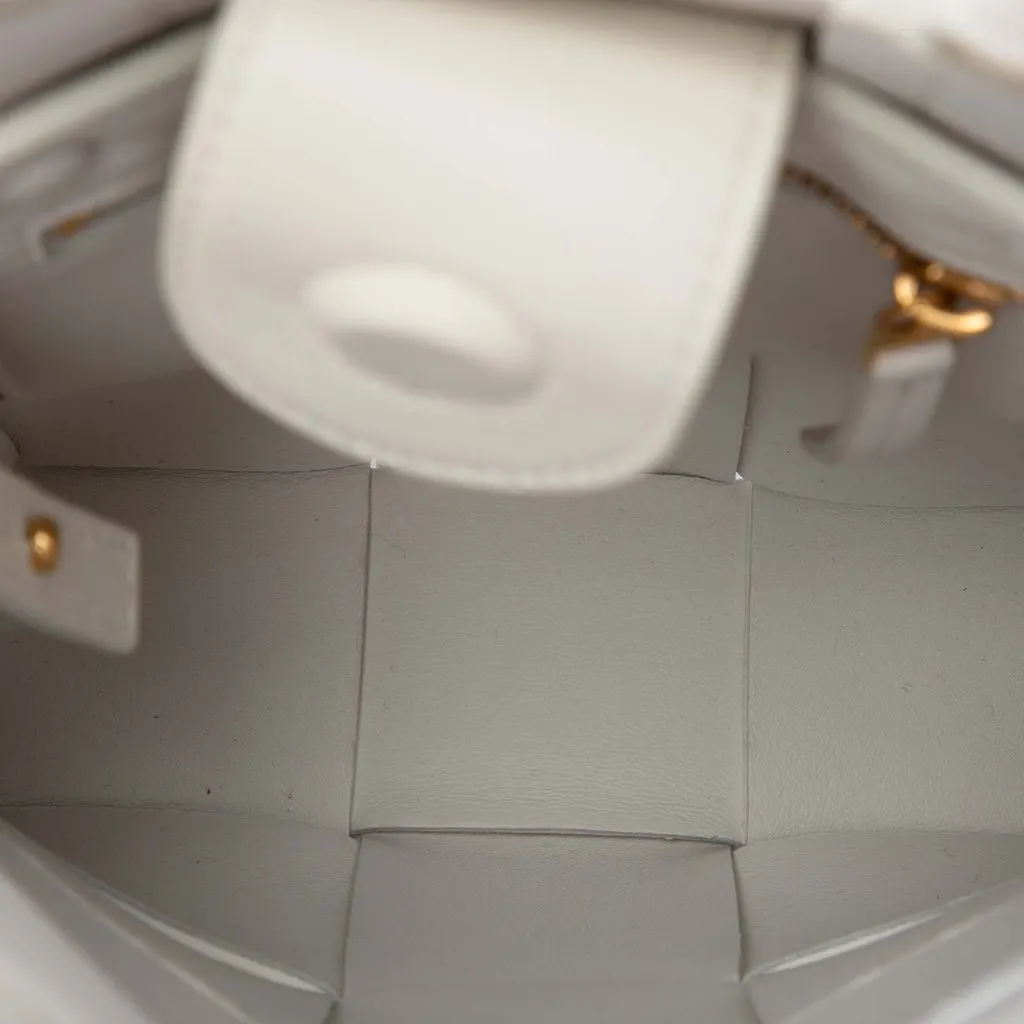 Bottega Veneta Mini Maxi Intrecciato Nappa North South Cassette Tote White Leather Very good - Model View