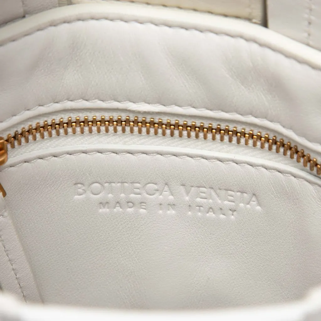 Bottega Veneta Mini Maxi Intrecciato Nappa North South Cassette Tote White Leather Very good - Box View