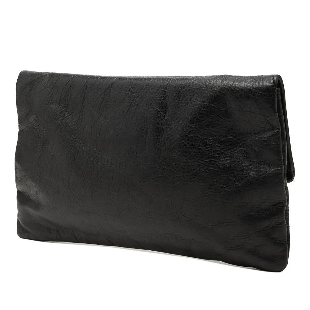Balenciaga Lambskin Motocross Giant 12 Envelope Clutch Black Leather Good - Back View