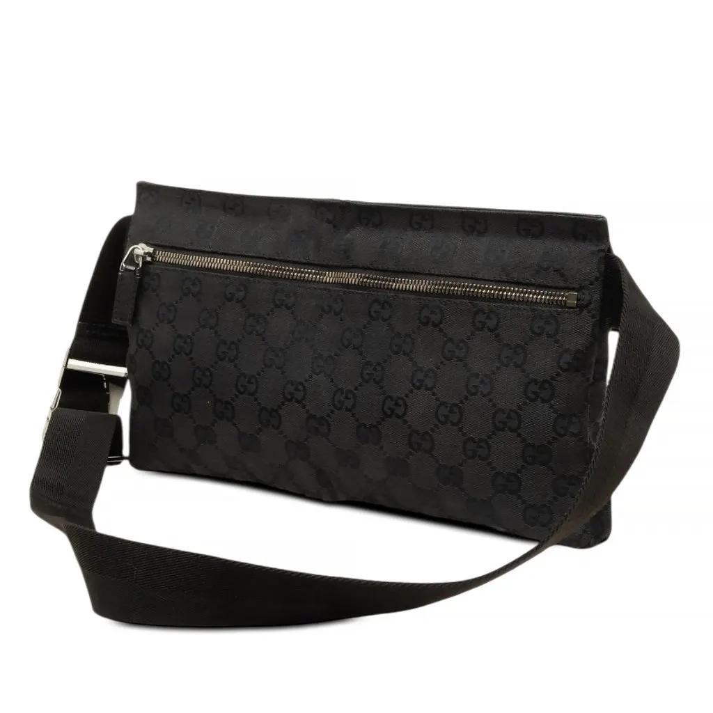 Gucci GG Canvas Double Pocket Belt Bag Black Canvas Very good - Back View