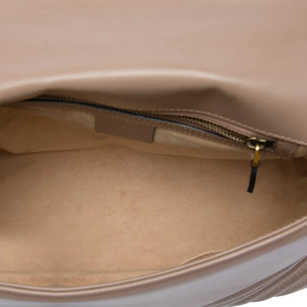 Gucci Small GG Marmont Matelasse Calfskin Top Handle Bag Brown Leather Good - Model View