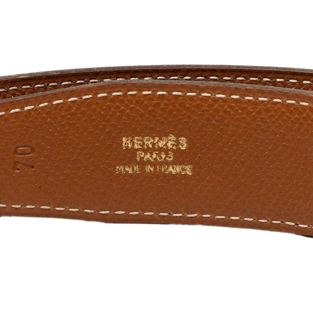 Hermès Box Calf and Courchevel Constance H Reversible Belt Black Leather Very good - Box View