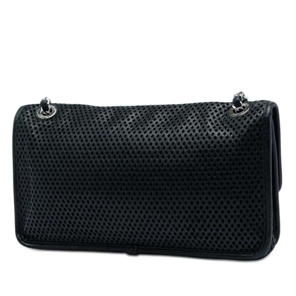 Chanel Medium Perforated Calfskin Up In The Air Flap Black Leather Very good - Back View