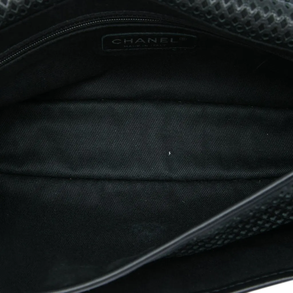 Chanel Medium Perforated Calfskin Up In The Air Flap Black Leather Very good - Model View