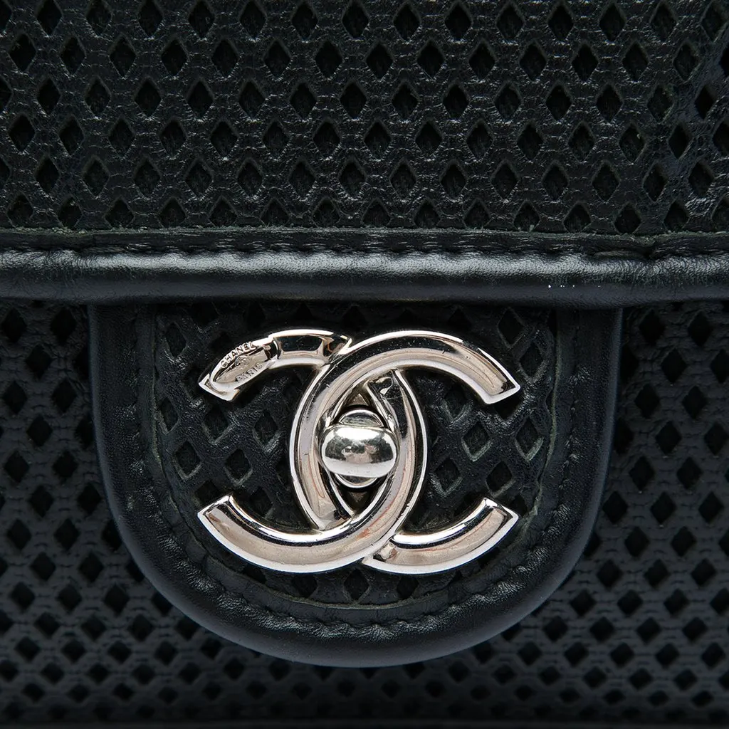 Chanel Medium Perforated Calfskin Up In The Air Flap Black Leather Very good - Box View