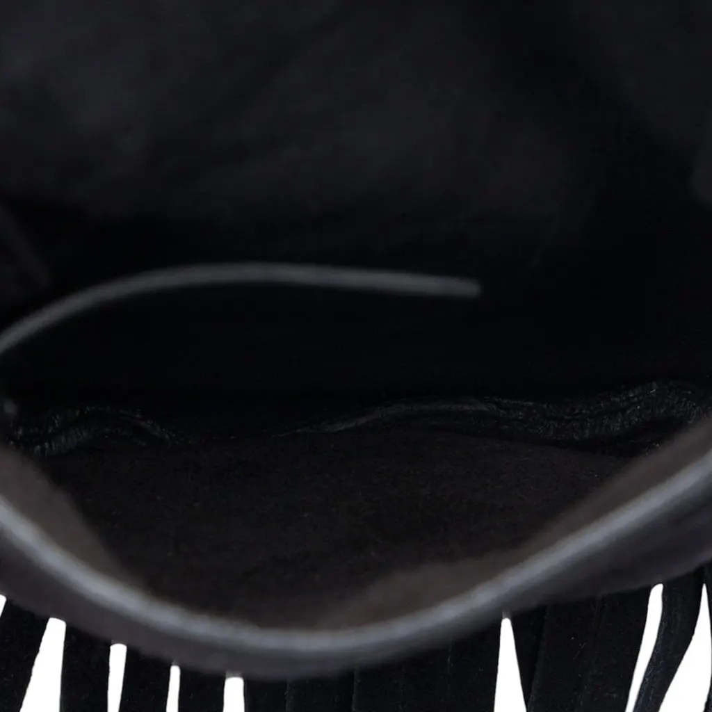 Saint Laurent Toy Suede Anita Fringed Crossbody Black Leather Very good - Model View
