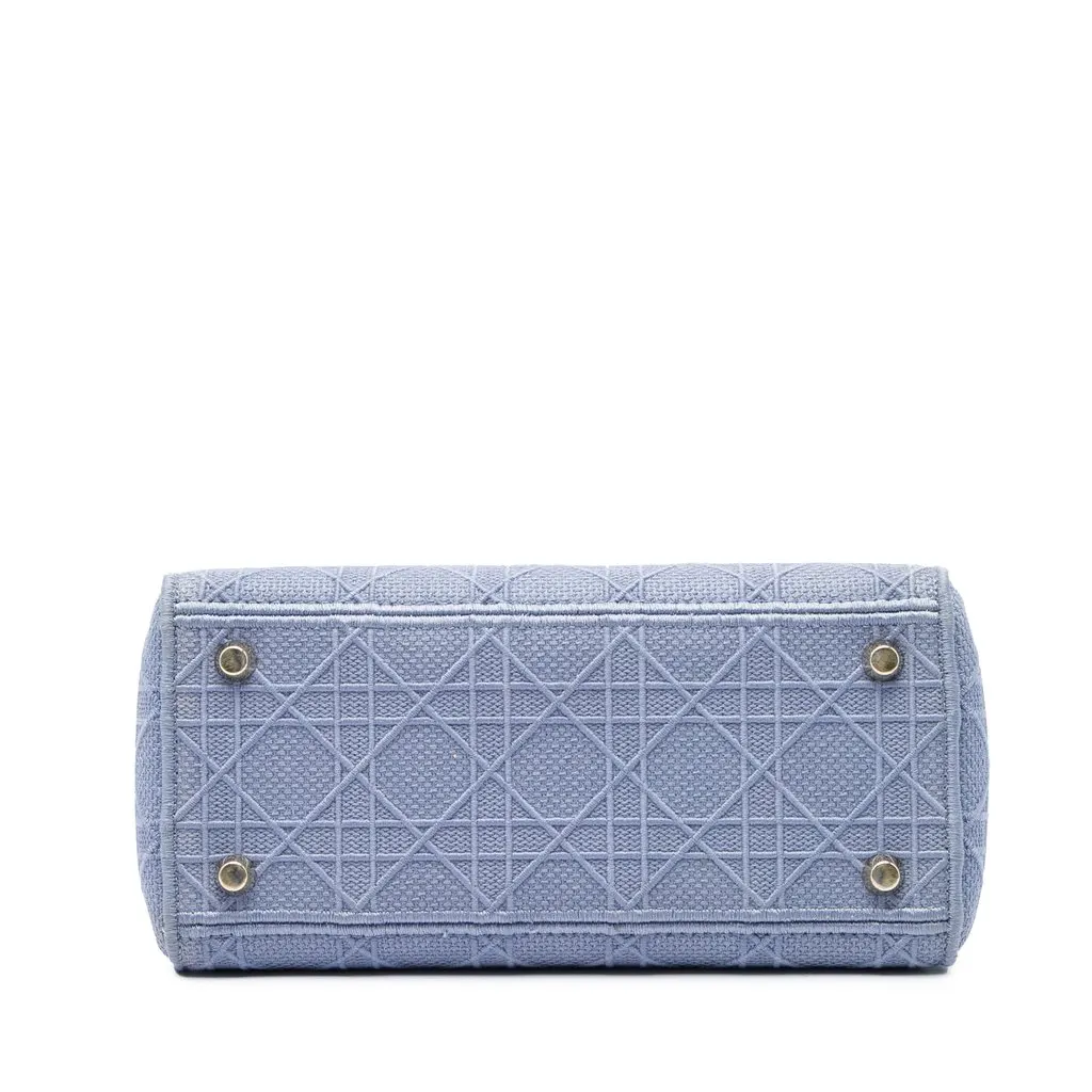 Dior Medium Embroidered Canvas Cannage Lady D Lite Blue Canvas Very good - Inside View