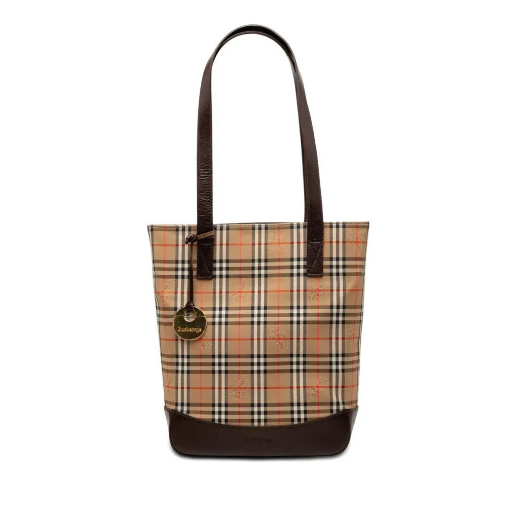 Burberry Haymarket Check Canvas Tote Beige Very good - Front View