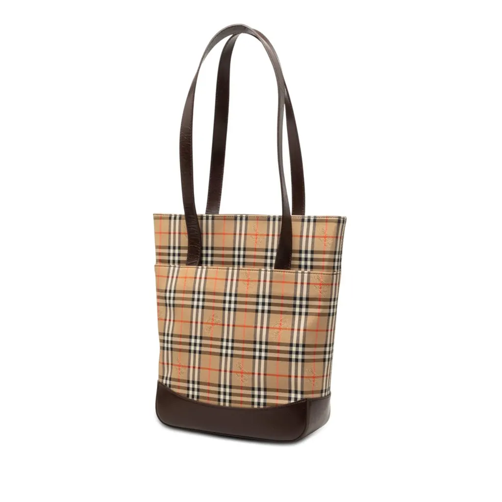 Burberry Haymarket Check Canvas Tote Beige Very good - Back View