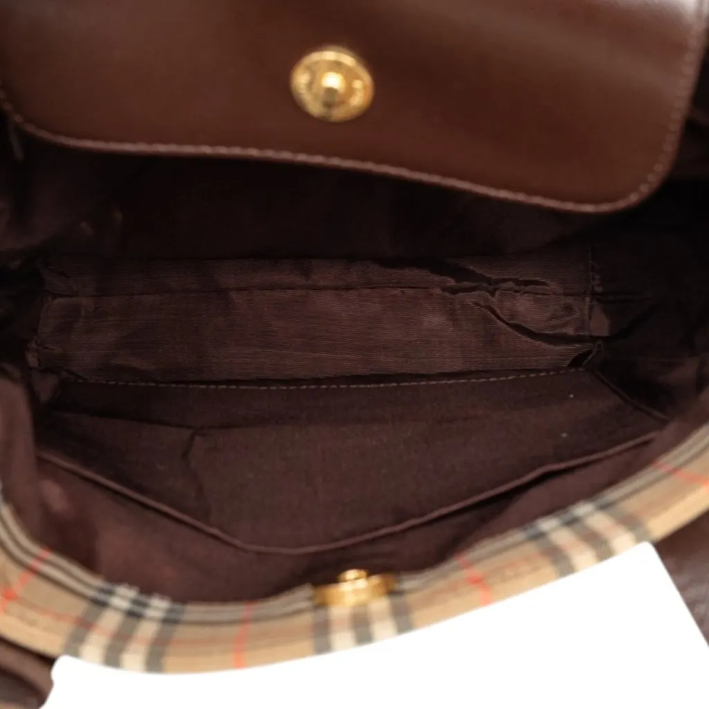 Burberry Haymarket Check Canvas Tote Beige Very good - Model View