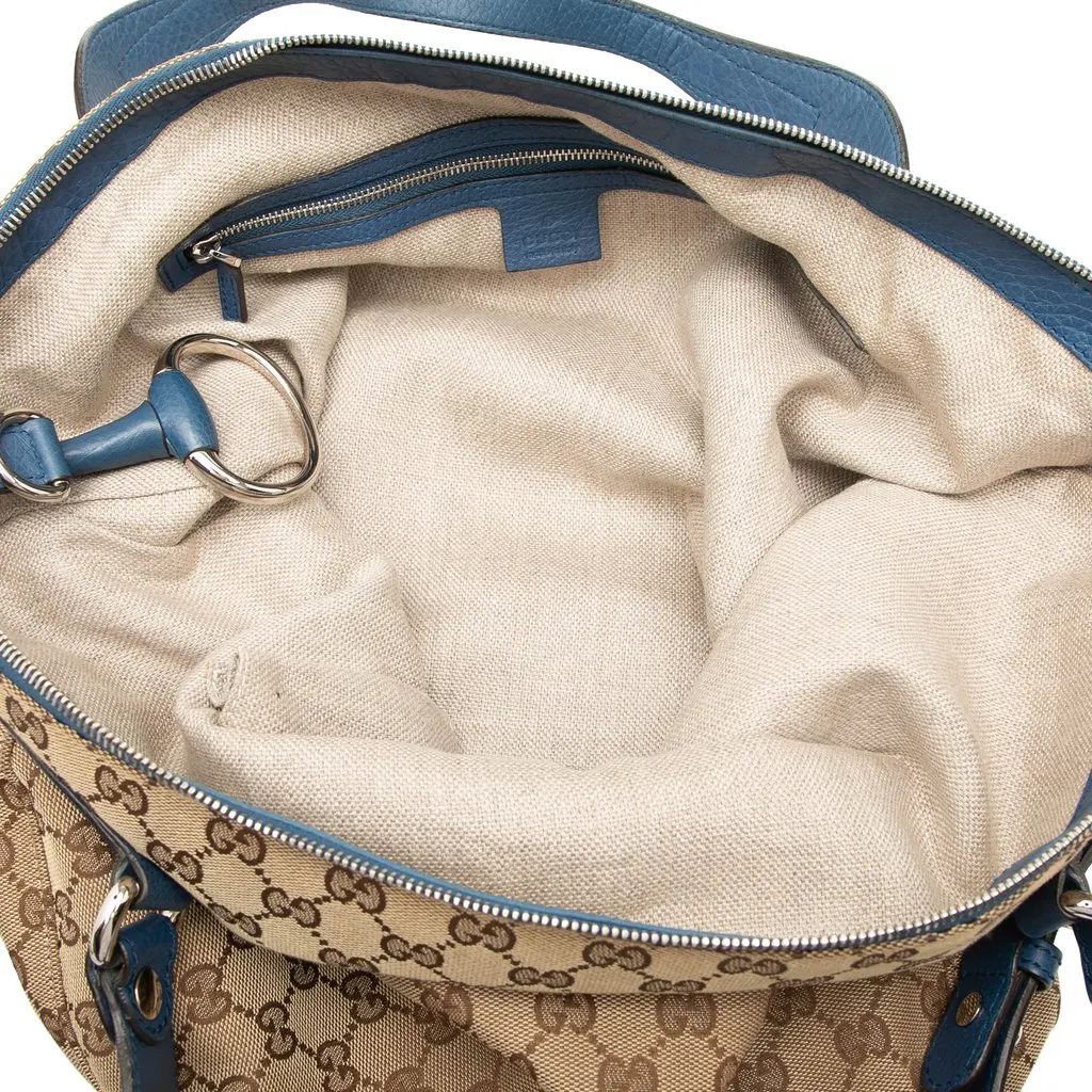 Gucci GG Canvas Icon Bit Satchel Beige Very good - Model View
