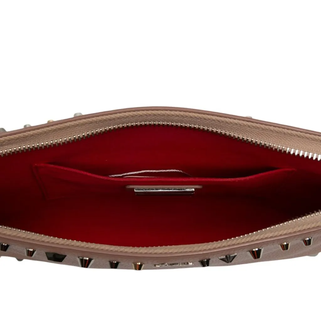 Christian Louboutin Leather Empire Trashmix Spike Loubiclutch Clutch with Strap Brown Leather Very good - Model View